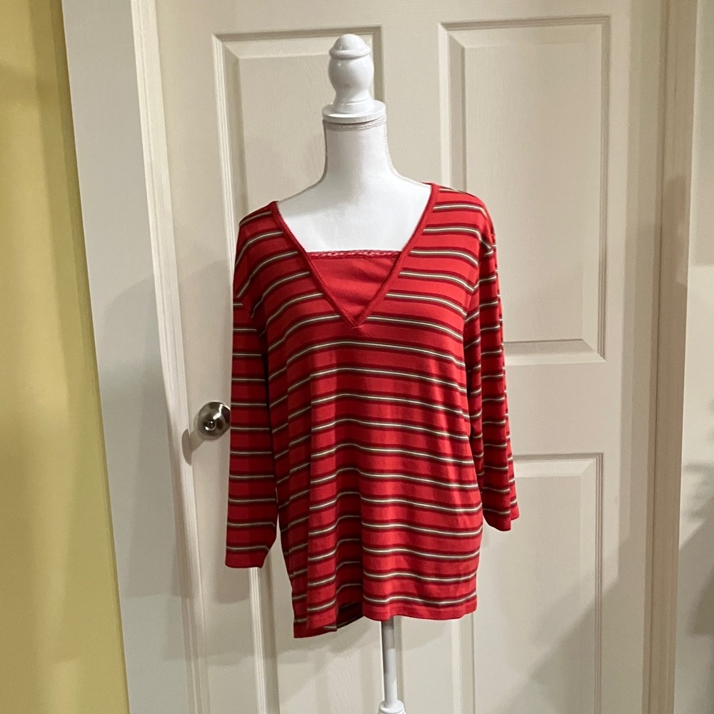 Erika V-Neck Top Cotton Blend Pre-Owned